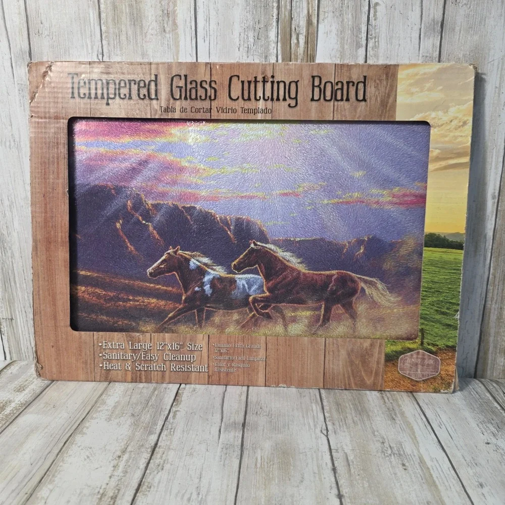 Country Side Products Horse Tempered Glass Cutting Board 12x16 Sunset 40131 NEW